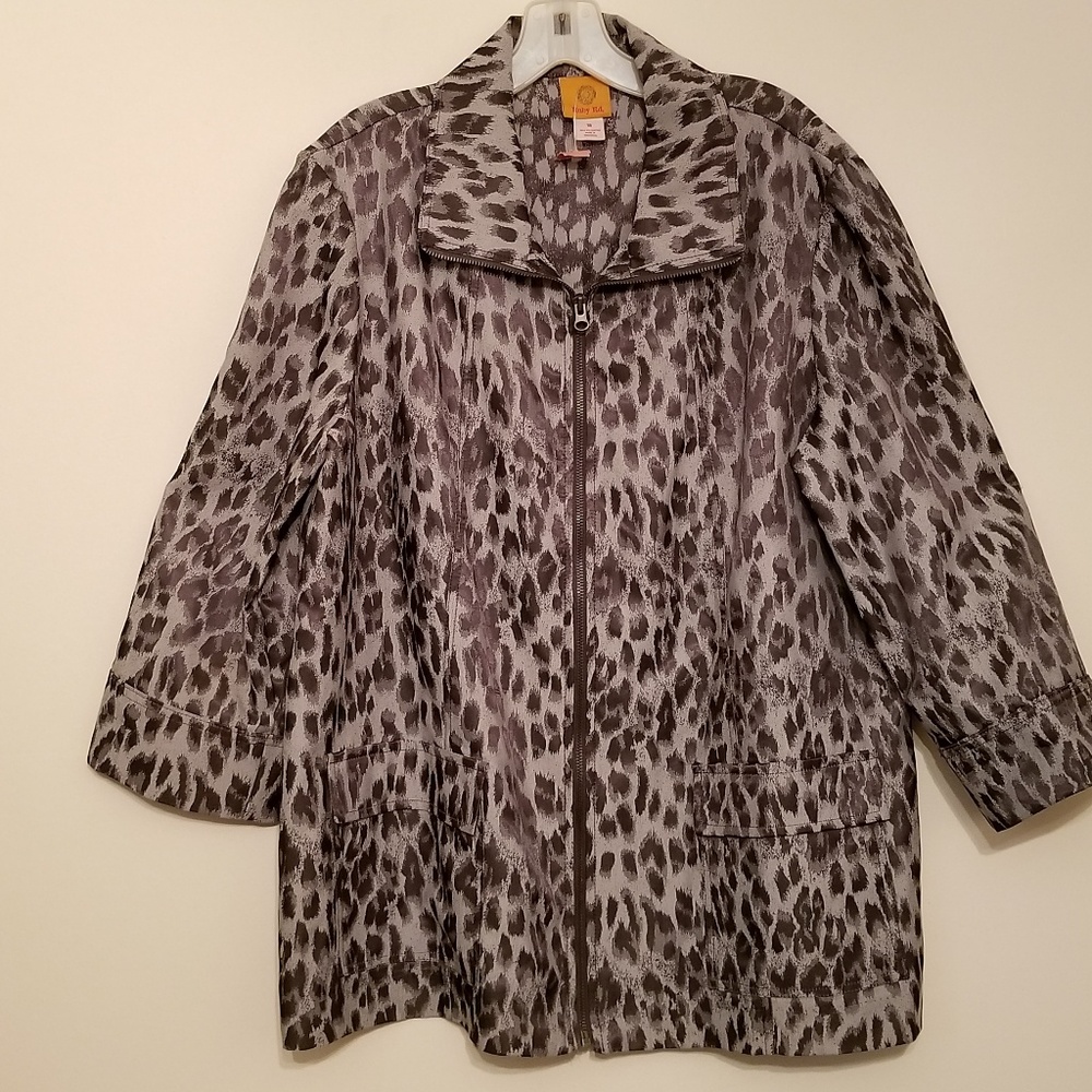 Ruby Rd. Shades Of Gray Front Zip Jacket Size 18